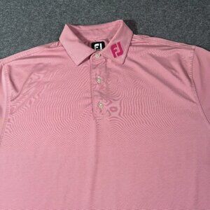 FootJoy Mens Short Sleeve Polo Shirt Pink Stripe Size Large Embroider Collar Lux
